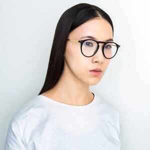 NWT Linda Farrow Oval Optical Glasses In Black & Gold LFL608